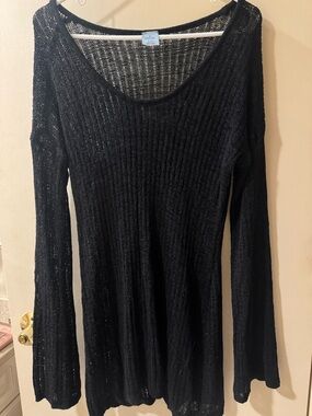 Shade & Shore Black Sheer Knit Top